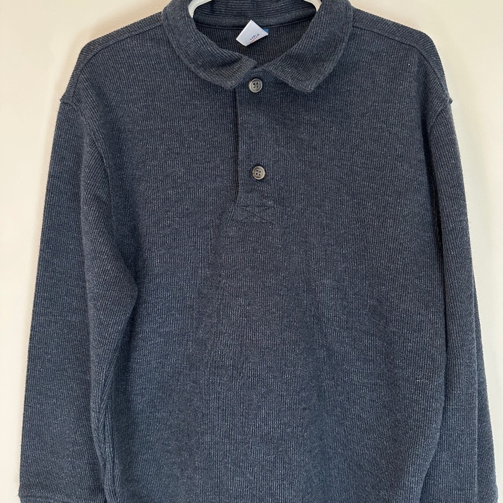 Old Navy Boys Long Sleeve Polo Shirt – Gray – Size S (6–7)
